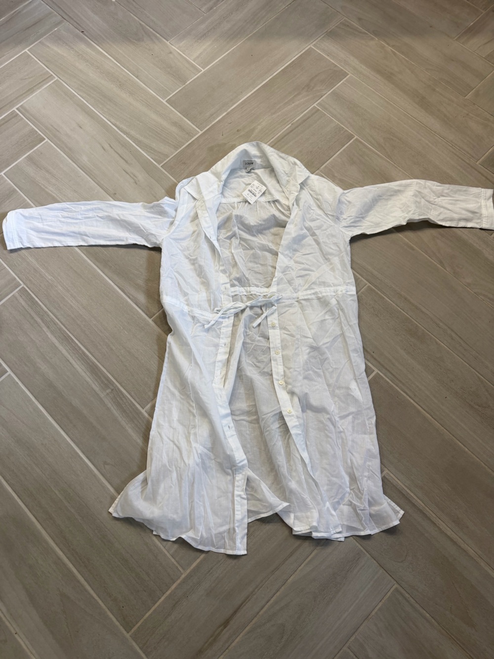 Lightweight White Women's Button up swim cover up tunic